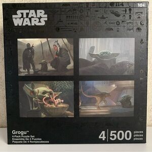 Star Wars Grogu Puzzle Set with Black and Gray Box 4 puzzles. New sealed box.